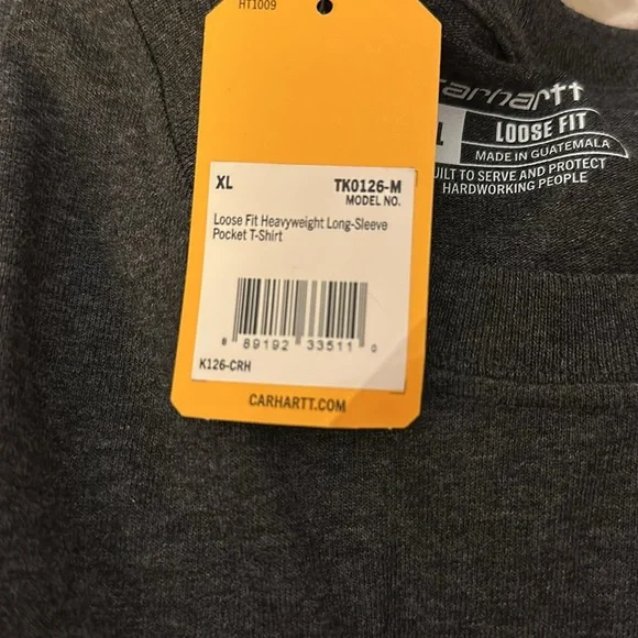 Carhartt Men's Loose Fit Heavyweight Long-Sleeve Pocket T-Shirt - Dark Gray - Picture 2 of 4